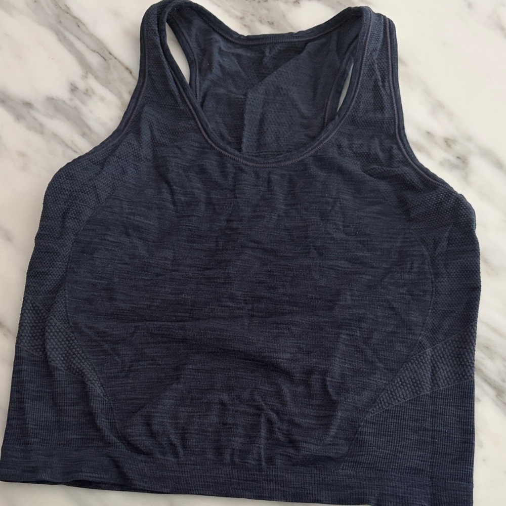 Sweaty Betty Navy Seamless Racerback Crop Tank